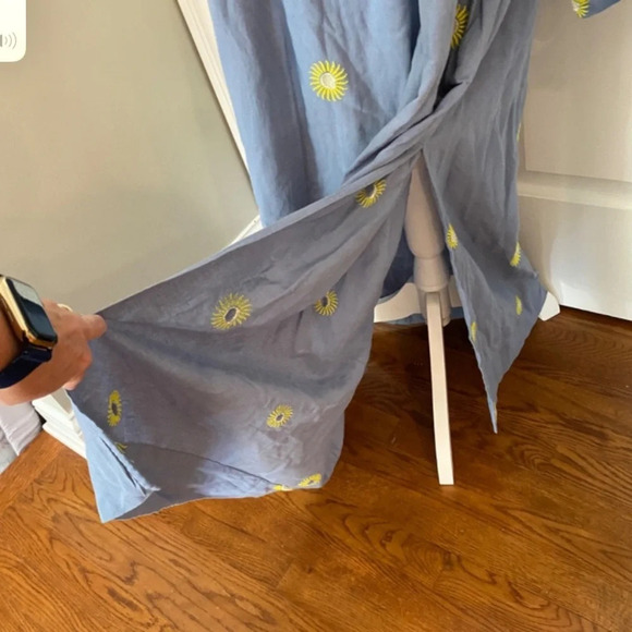 New! Free People Emory Embroidered Sun Midi Dress blue nwot 27068 - Picture 7 of 14